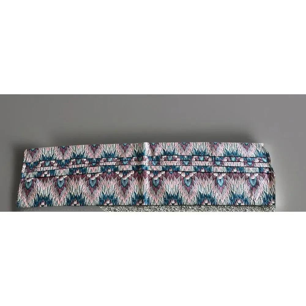 Custom Drapes Valance Kaufmann NEW WORLDS Art Deco Coral Aqua Feather Flame 6pc